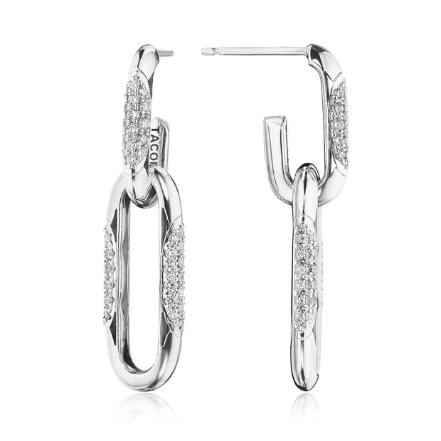 Double Link Earrings, Diamonds