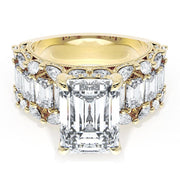 Emerald Solitaire Engagement Ring w/ Emerald & Pear Band