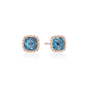 Petite Cushion Bloom Earrings with London Blue Topaz