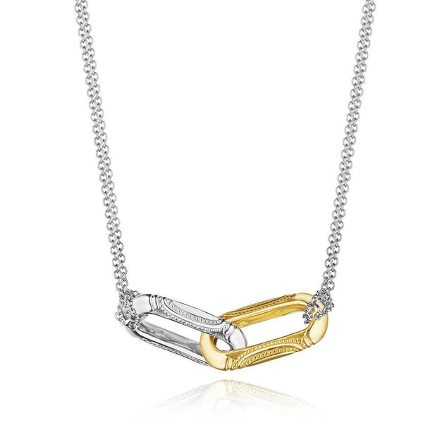 Double Link Pendant, Milgrain Two-Tone
