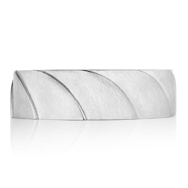 Geometric Crescent in Satin Finish Wedding Band