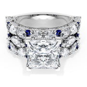 Princess Solitaire Engagement Ring w/ Marquise & Pear Band
