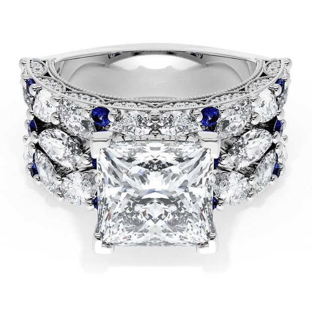 Princess Solitaire Engagement Ring w/ Marquise & Pear Band
