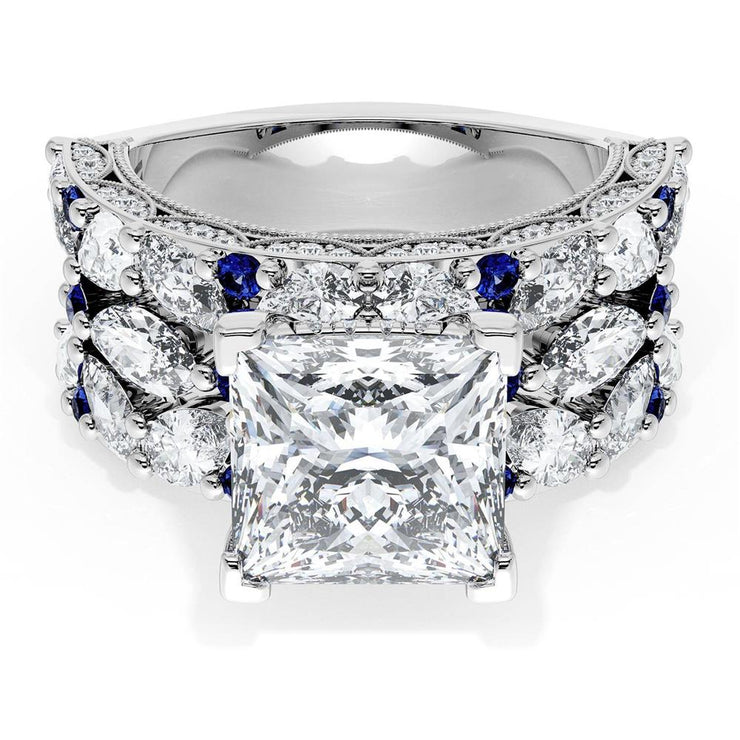 Princess Solitaire Engagement Ring w/ Marquise & Pear Band