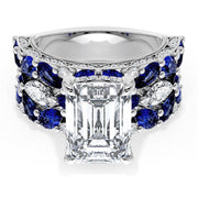 Emerald Solitaire Engagement Ring w/ Marquise & Pear Band