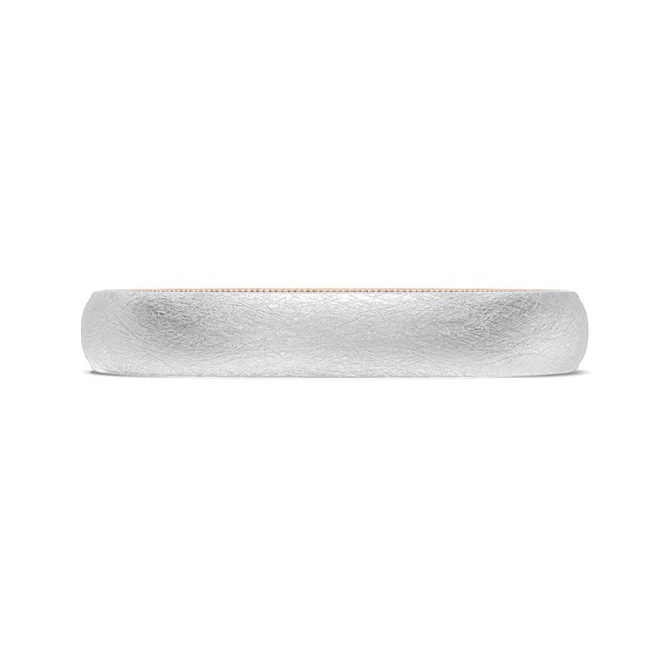 Classic Two-Tone Rounded Wedding Band in Brushed Finish