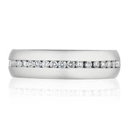 Channel Set Diamond in Satin Finish Wedding Band