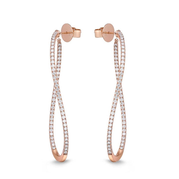 Shared Prong Twist Hoops 2ctw approx.