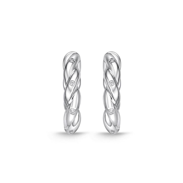 Rope Hoops, Flush Single-Stone, 12X12MM