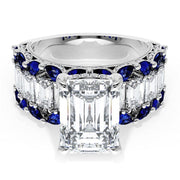 Emerald Solitaire Engagement Ring w/ Emerald & Pear Band