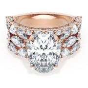 Oval Solitaire Engagement Ring w/ Marquise & Pear Band