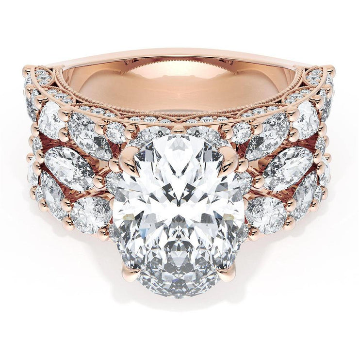 Oval Solitaire Engagement Ring w/ Marquise & Pear Band
