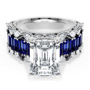 Emerald Solitaire Engagement Ring w/ Emerald & Pear Band
