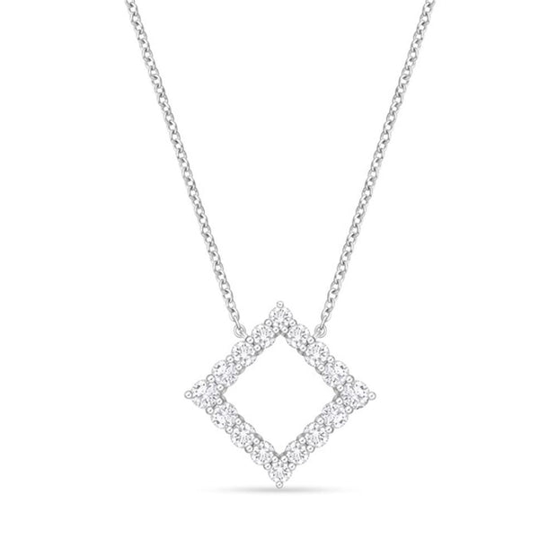 Diamond Offset Square Necklace 1ctw approx.