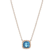 Petite Cushion Gem Necklace with London Blue Topaz