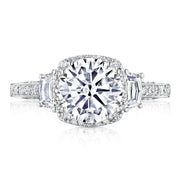 Round with Cushion 3-Stone Engagement Ring