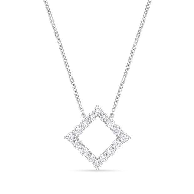 Diamond Offset Square Necklace 1ctw approx.