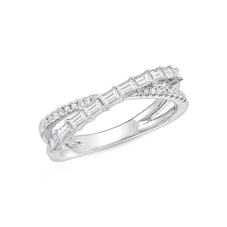 Baguette & Round Criss Cross Band .57ctw approx.