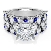 Cushion Solitaire Engagement Ring w/ North South Marquise & Pear Band