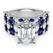 Emerald Solitaire Engagement Ring w/ North South Marquise & Pear Band