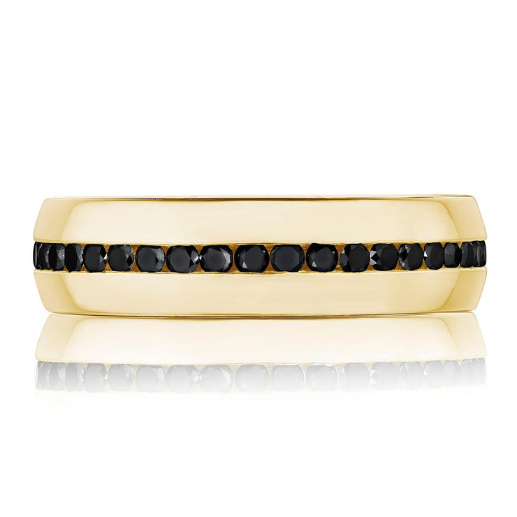 Channel Set Black Diamond in High Polish Finish Wedding Band