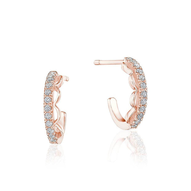 Open Crescent Diamond Huggie Earrings