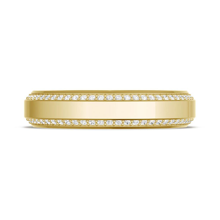 Bevel Edge Diamond Wedding Band in High Polish - 5mm