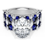 Oval Solitaire Engagement Ring w/ North South Marquise & Pear Band