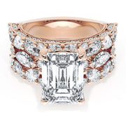 Emerald Solitaire Engagement Ring w/ Marquise & Pear Band