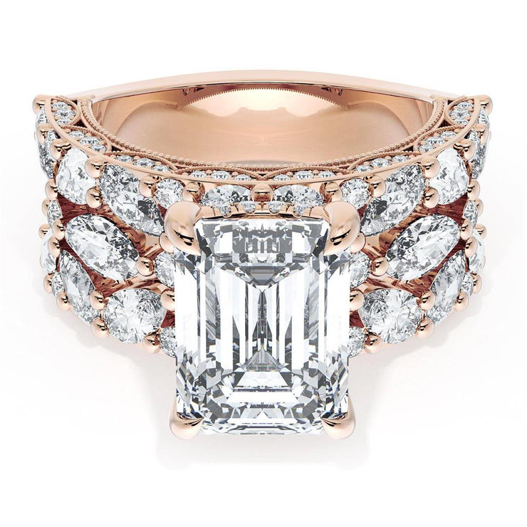 Emerald Solitaire Engagement Ring w/ Marquise & Pear Band