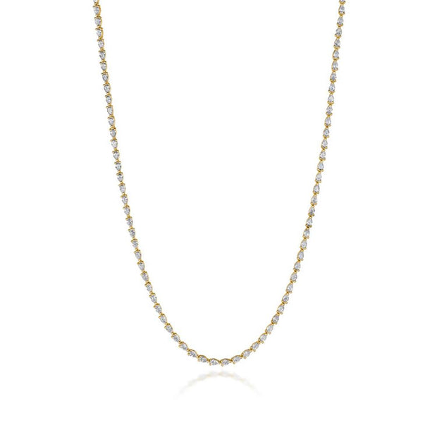 Pear Diamond Tennis Necklace in 18k Yellow Gold