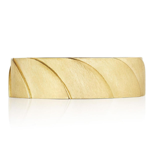 Geometric Crescent in Satin Finish Wedding Band