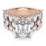 Emerald Solitaire Engagement Ring w/ North South Marquise & Pear Band