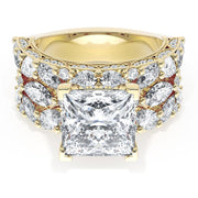 Princess Solitaire Engagement Ring w/ Marquise & Pear Band