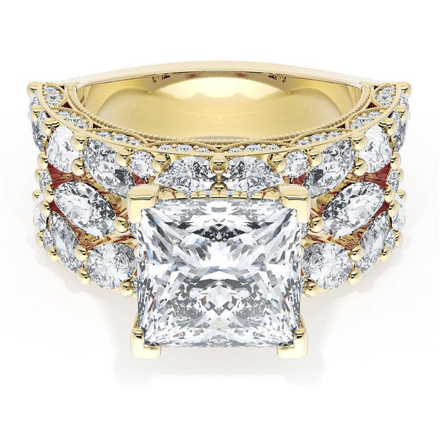 Princess Solitaire Engagement Ring w/ Marquise & Pear Band