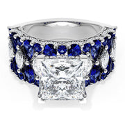 Princess Solitaire Engagement Ring w/ North South Marquise & Pear Band