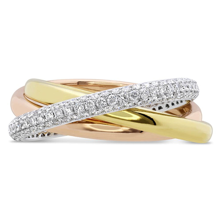 Pavé 3 Row Rolling Ring .91ctw approx. 2.5mm