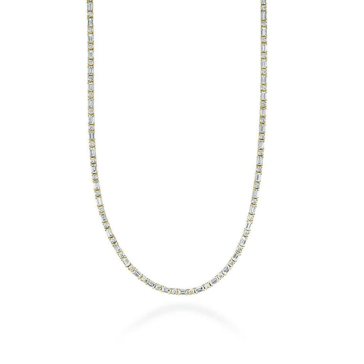 Diamond Tennis Necklace, Baguette & Round