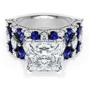 Princess Solitaire Engagement Ring w/ North South Marquise & Pear Band