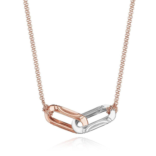 Double Link Pendant, Milgrain Two-Tone