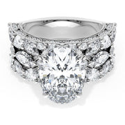 Oval Solitaire Engagement Ring w/ Marquise & Pear Band