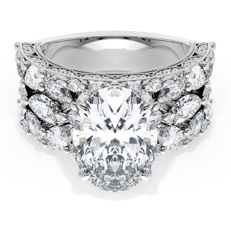 Oval Solitaire Engagement Ring w/ Marquise & Pear Band