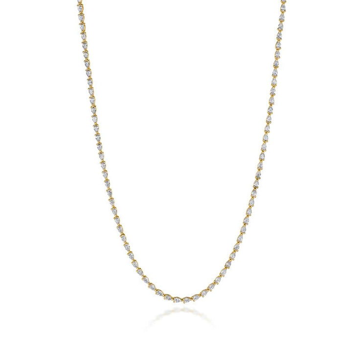 Pear Diamond Tennis Necklace in 18k Yellow Gold