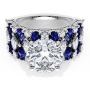 Round Solitaire Engagement Ring w/ North South Marquise & Pear Band