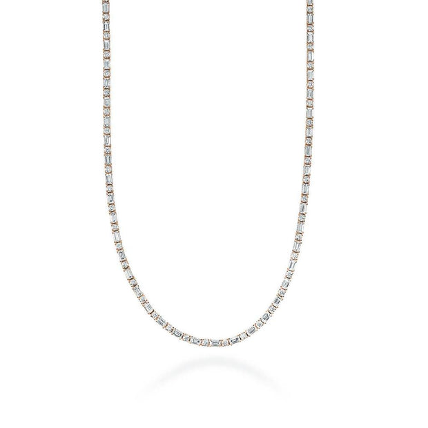 Diamond Tennis Necklace, Baguette & Round