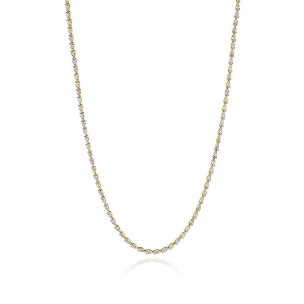 Pear Diamond Tennis Necklace in 18k Yellow Gold