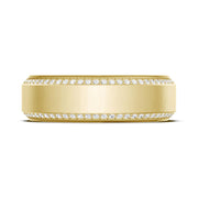 Bevel Edge Diamond Wedding Band in Satin Finish - 7mm