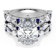 Pear Solitaire Engagement Ring w/ Marquise & Pear Band