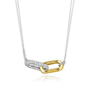 Double Link Pendant, Diamond Two-Tone