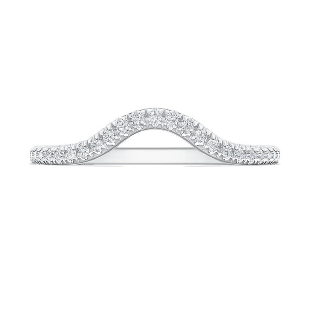 French Pavé Diamond Contour Wedding Band